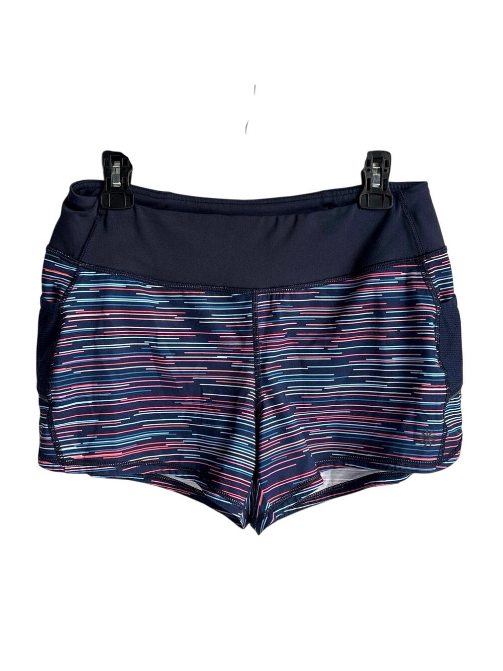 Athleta Ready Set Go Striped Running Shorts With Liner And Pockets Size Small